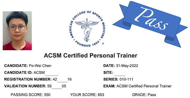 ACSM CPT 成績單